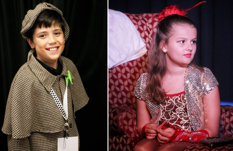 Hunter Jones as Detective Roger Dodgerson.(left) Charlie Hartmann, who went straight from the final performance to hospital, and ended up in surgery having her appendix out. (right)