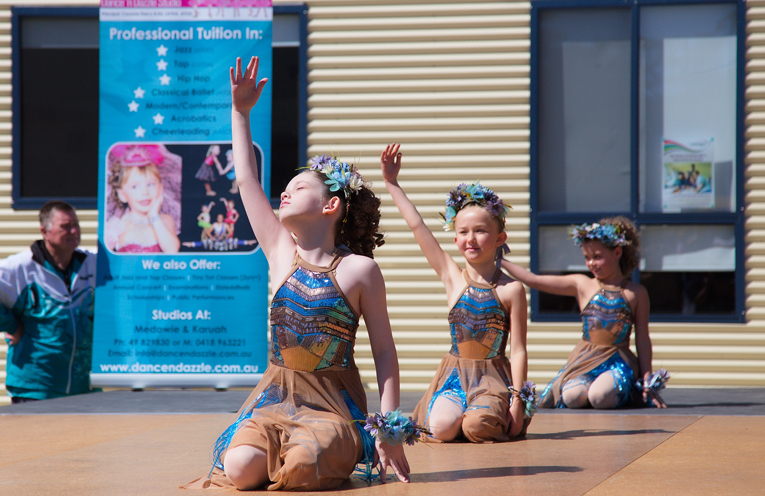 Dance n Dazzle performers on the stage. Photo by Pete Neville