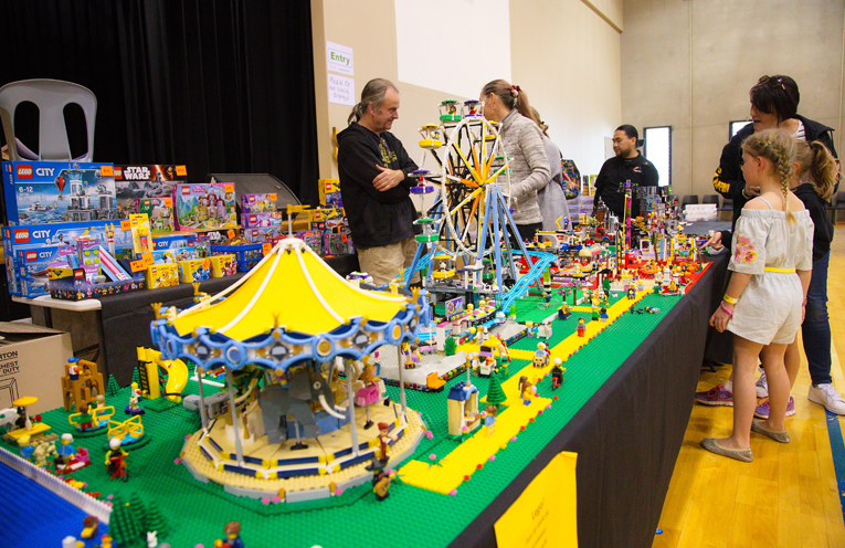 Some of the lego displays to inspire entrants in the lego building competition. Photo by Pete Neville