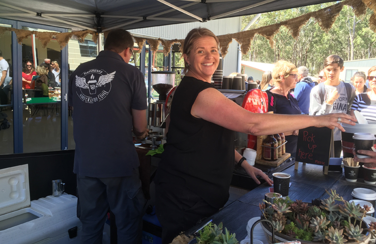 Service with a smile - Kylie Gurr from Hennessy Coffee.