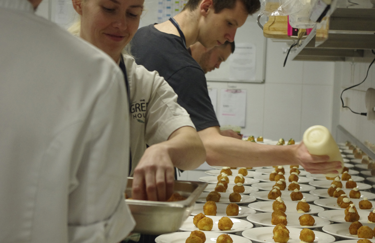Chef Ben Leslie preparing a Trawler to Table Meal.