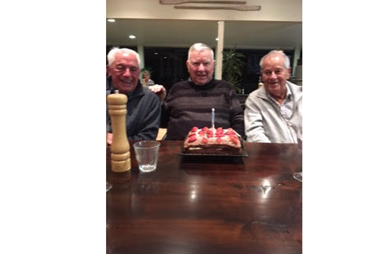 BIRTHDAY CELEBRATIONS: Laurie Welsh, Peter McKay and Barry Whiteman.