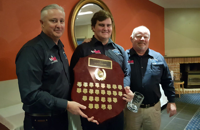BEST FORWARD: Coach Russell Gunn, Nick John and President David Bright.
