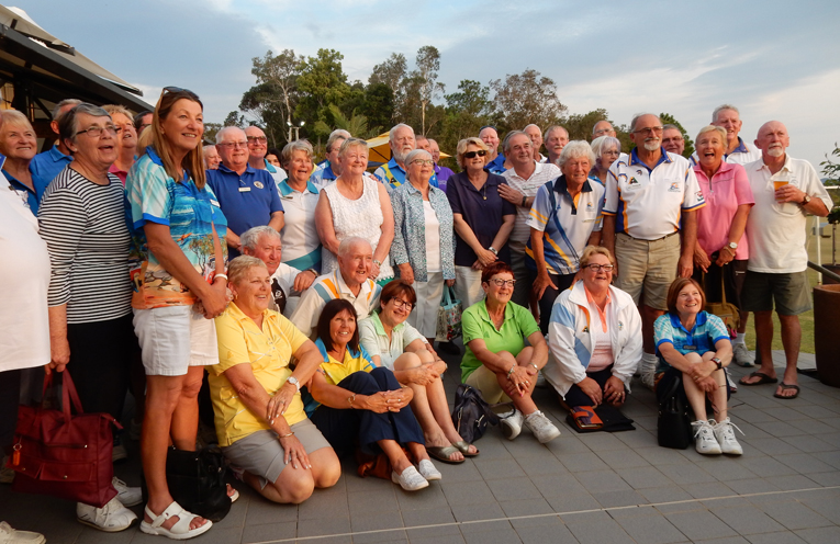 Tea Gardens bowlers enjoying the company of those from Lake Cathie.