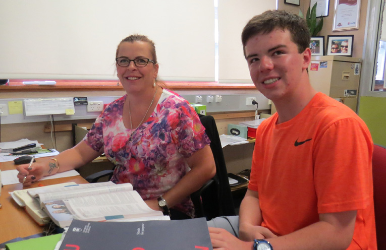 BCS Career Advisor Linda Drenkhahn with Year 12 student Tom Locke. 