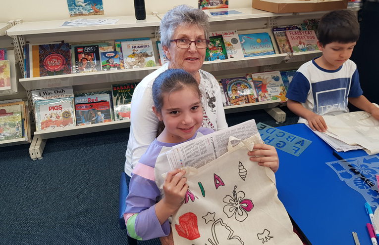 TEA GARDENS LIBRARY: Mia and Nan Lesley Turner.