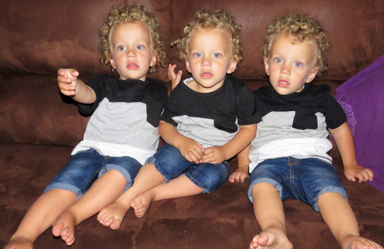 Triplets Kenny, Will and Jackson Barry. 