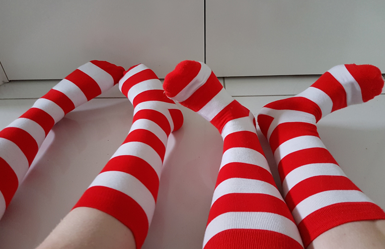 Funky Ronald McDonald socks. Photo by Sarah Stokes