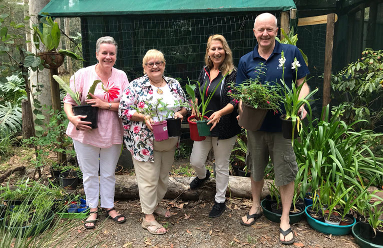 Green thumbs a plenty with Medowie Garden Club members preparing for the plant sale. 