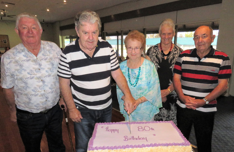 Birthday Celebrations: Kel Gooch, John Tyson, Joan Cheers, Beryl Barry and Roald Maybury.