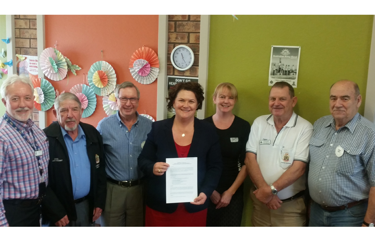 Vic Jones President Raymond Terrace RSL Sub Branch, Noel Cartwright President Tilligerry RSL Sub Branch, Doug Jacka President Port Stephens Legacy Group, Meryl Swanson MP, Deirdre Simpson Representative Soldier On, Peter Fidden President Karuah RSL Sub Branch, Gary Gent President Newcastle Legacy Group.