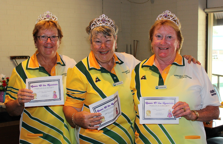 Crowning Moment: Robyn McDonnell, Patricia Hartmann and Karen Mudford win the Queen of the Mountain title. Photo: Mary-Ann Cashman