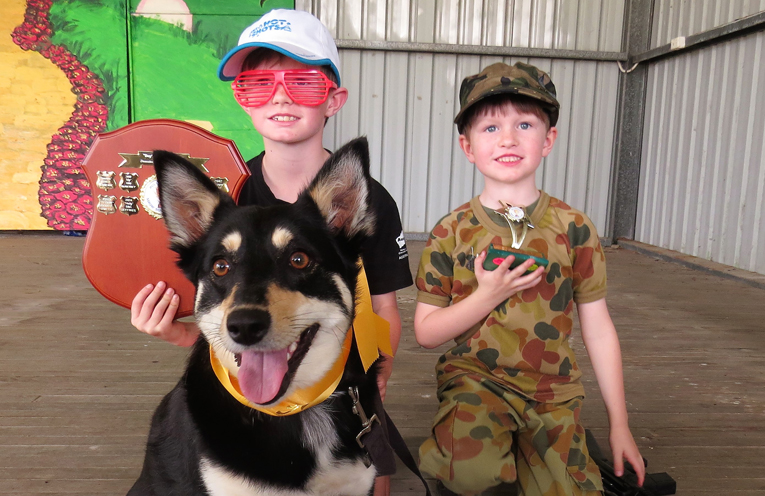Best in Pet Show: Lawson and Bowen Sharples with their kelpie Ripsy.