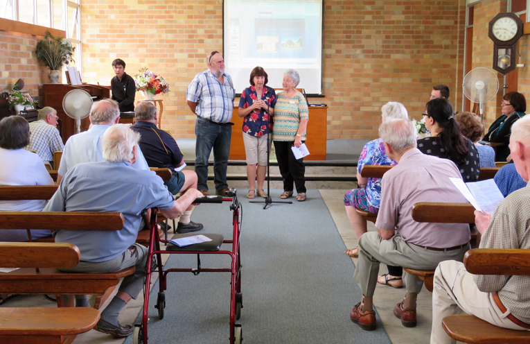 Final Service: Russell Richards, Bernadette Newton and Irene Worth.