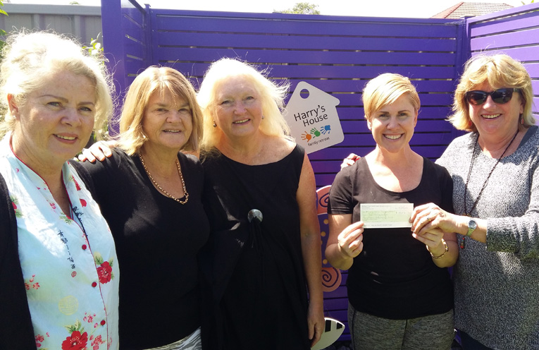 PEARLS DONATION TO HARRY’S HOUSE: Karin Anseline, Carol McCaskie, Kerry Patterson, Samantha Meyn and Kathy Gillespie.