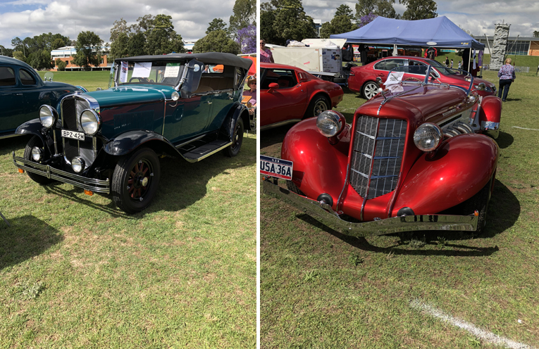 Vintage cars were a hit at the Show n Shine. (left) Car enthusiasts were treated to a wonderful selection of vehicles at the car show. (right)