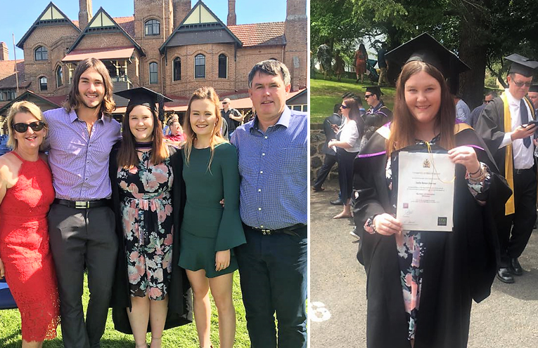 Graduation Day: Nicole, Jayden, Sofie, Brittany and Anthony Dorney. (left) Sofie Dorney graduated from the University of New England. (right)