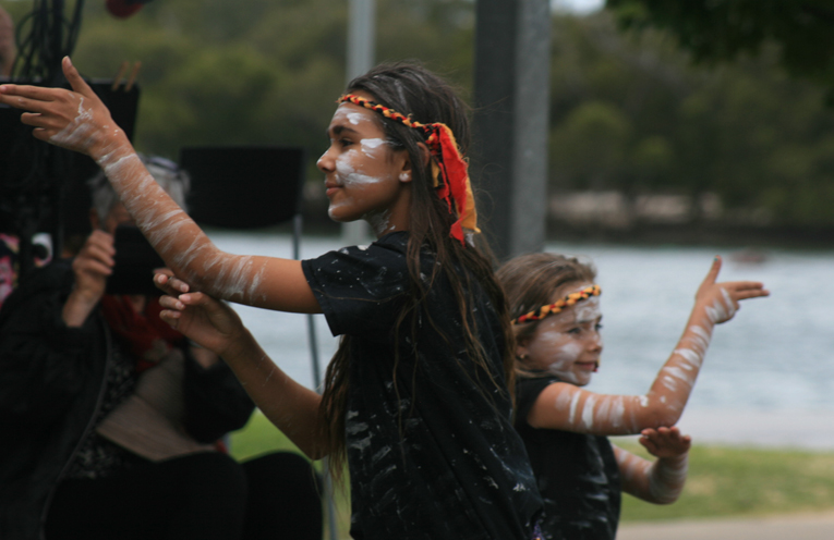 Murrook Dancers perform for the crowd in a moving cultura dance.
