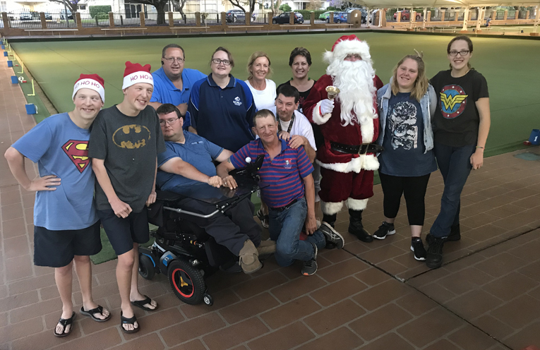 Members of the Raymond Terrace Disability Bowls group at their Christmas and Presentation party.