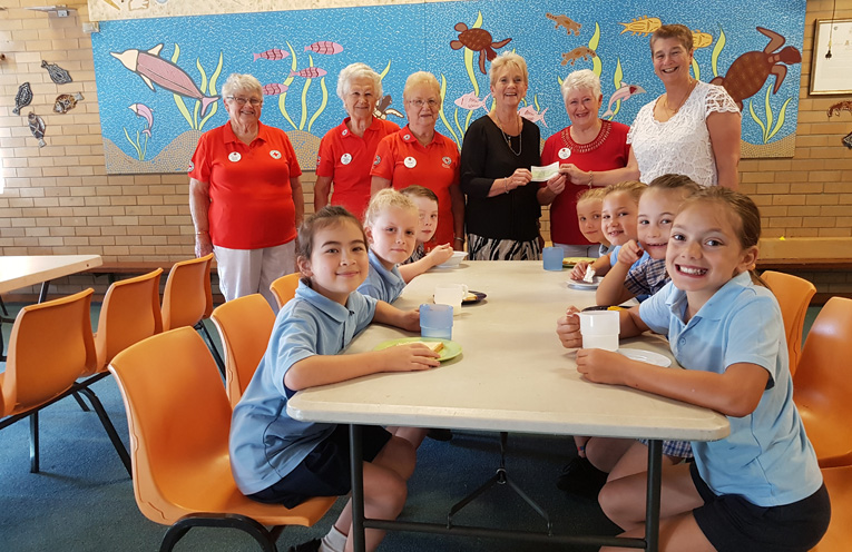 BREAKFAST CLUB: Donation from the Grange Craft group to the Red Cross.
