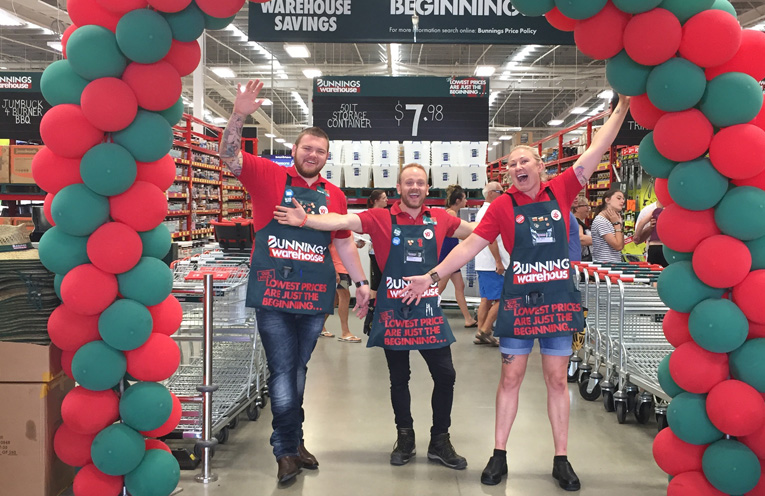 Bunnings staff Bryce Reed, Danny Everson and Michele Hammond.