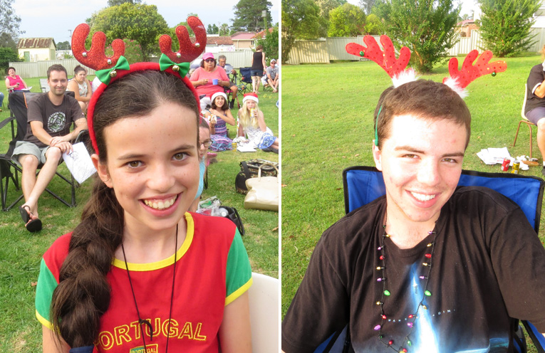 Chloe Coelho gets into the festive spirit. (left) Tom Locke dressed for the festive season. (right)