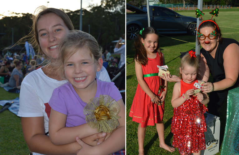 German visitor, Luisa Schuessler enjoying her first summer Christmas with Elizabeth Kilday (left) Tiffany Jeffery from Century 21 with Molly and Evie. (right)