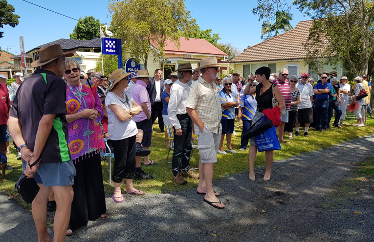 TEA GARDENS RALLY: Hundreds gather to protest reports of police station closures.
