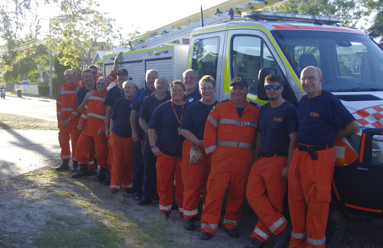 Some of the Bay based SES team with one of the new emergency response trucks. Photo by Marian Sampson.