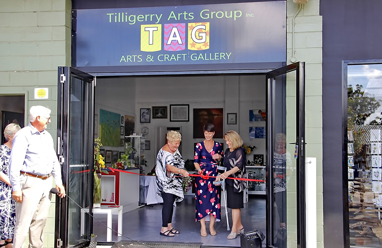 Founding member Jenny Crozier, cutting the ribbon with Kate Washington MP and President of TAG Jeanette Matts.