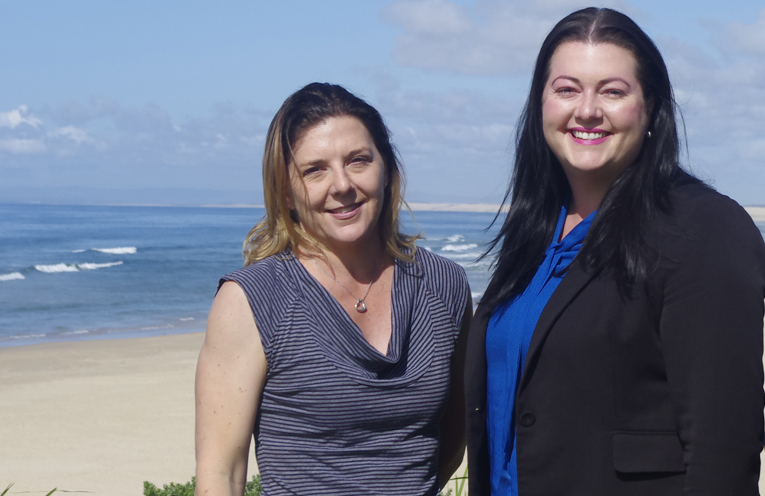 Councillors Jaimie Abbott and Sarah Smith who are concerned about the lack of mobile phone reception in Boat Harbour. Photo by Marian Sampson.