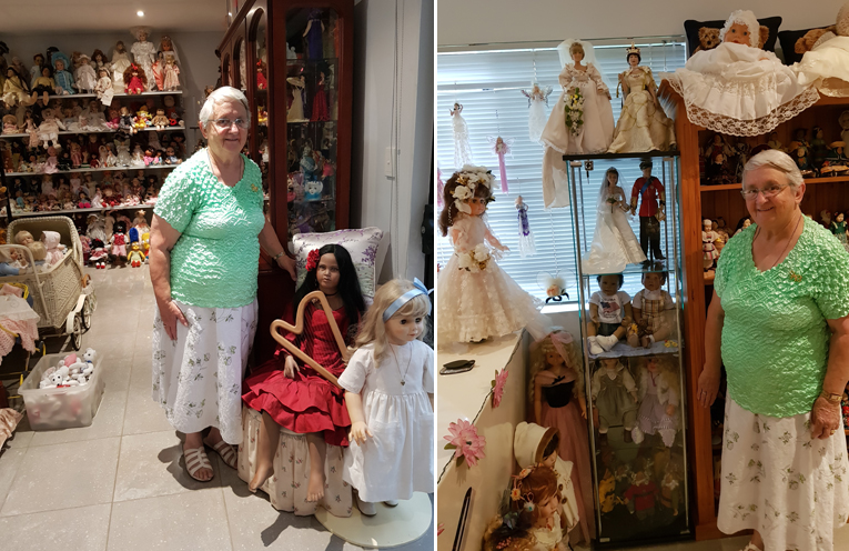 DOLL COLLECTOR: Olga Leary (left) DOLL COLLECTOR: Olga Leary with her royal collection. (right)