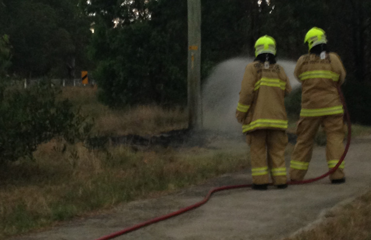 Raymond Terrace Fire & Rescue ensured there was no spark left to reignite, finishing off the job.