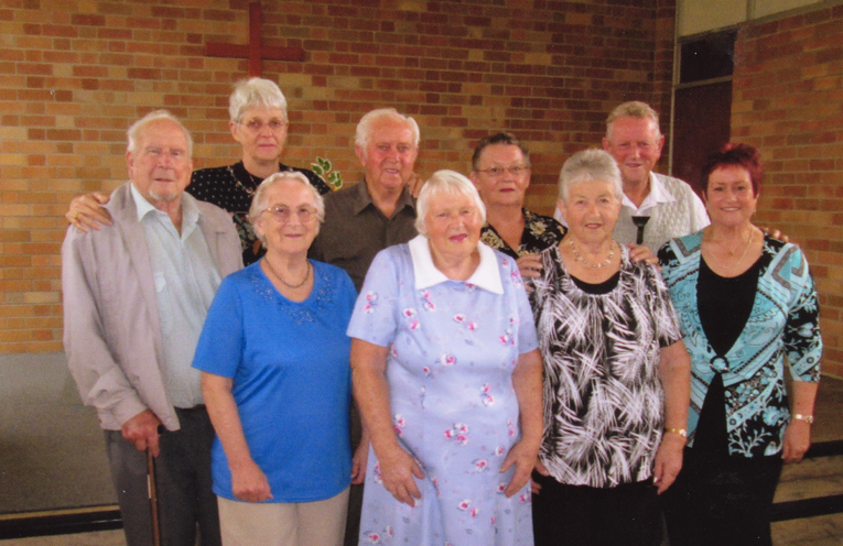 Jim Richards (back row centre) at the Community Church of Christ. 