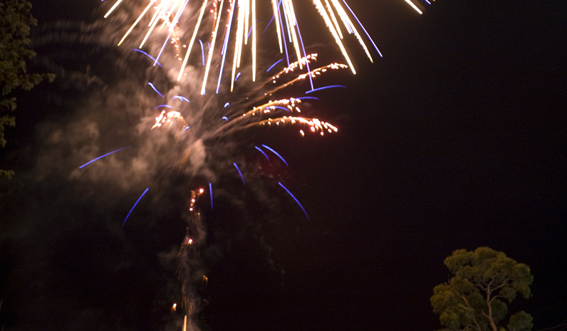 The fireworks display was spectacular, and enjoyed by a large crowd.