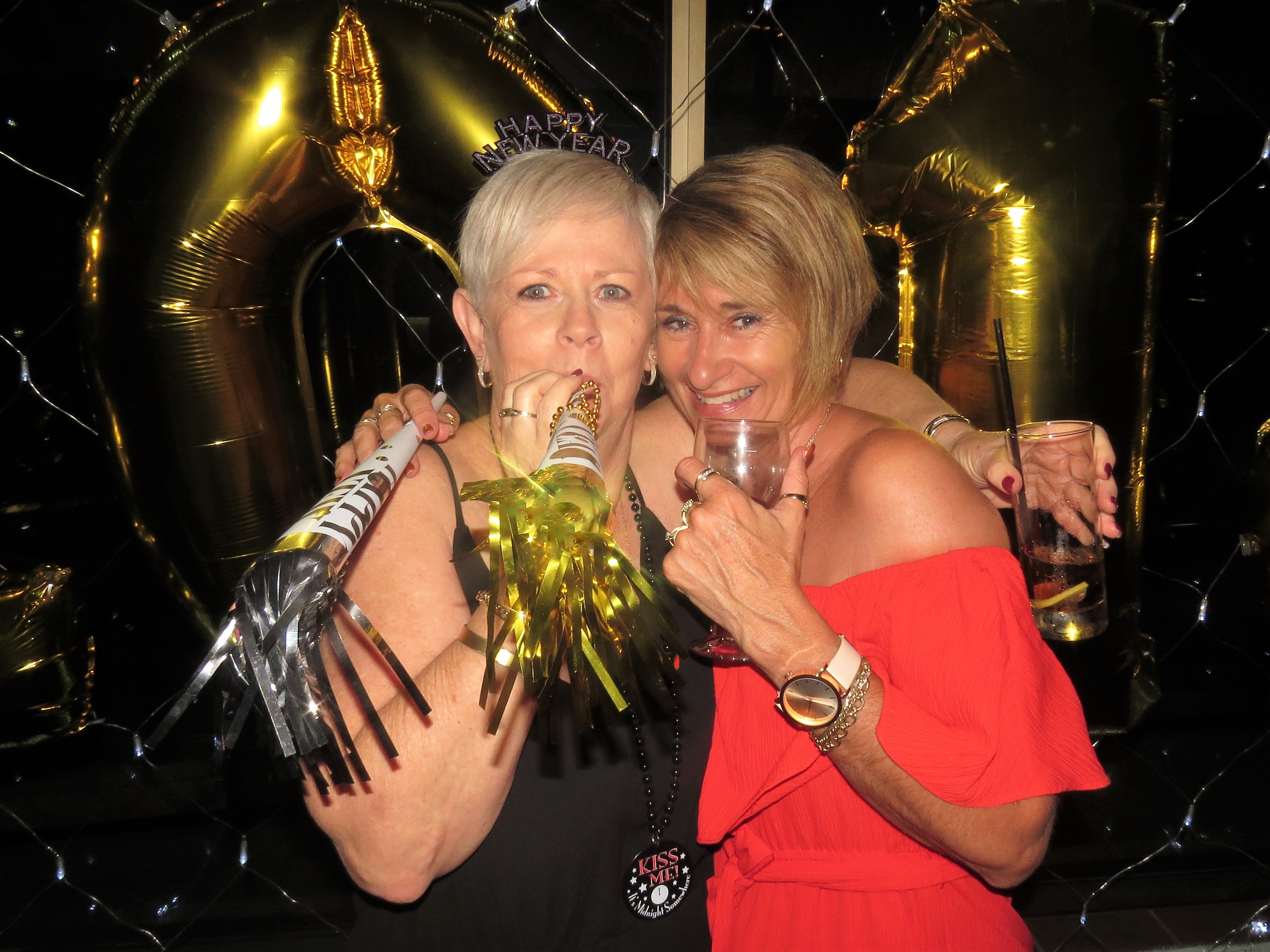 Happy New Year: Karen Barry and Lexie Gregory.