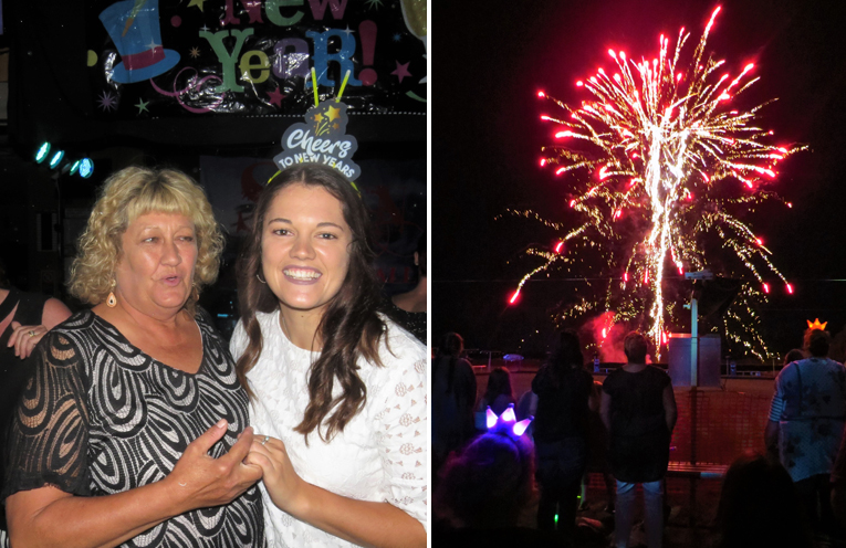 Angela Battle and Emily Bidgood danced the night away. (left) Fireworks at Tea Gardens Country Club. (right)