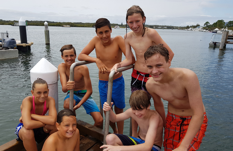 NEW WHARF LADDER: Kids give it the thumbs up.