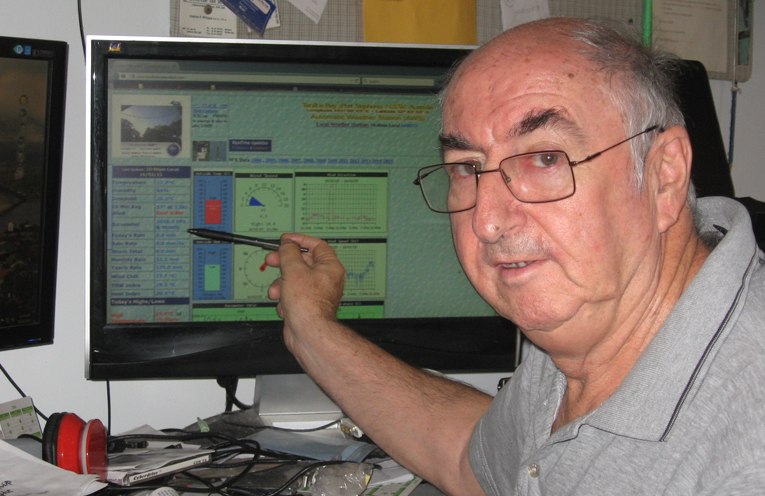 Alan Gibson monitoring the weather data.