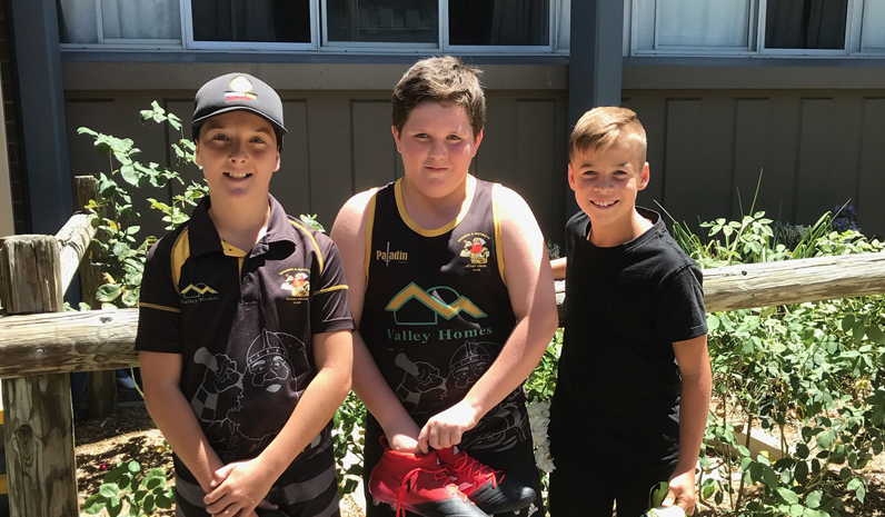 Jackson Fuller, Michael Moffat and Divan Bezuidenhout, three of Medowie’s players who attended the National Rugby Camp in Armidale.