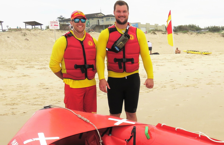 Surf Lifesavers James Fitzpatrick and Greg Wells.