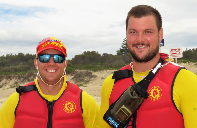 Beach Patrol: James Fitzpatrick and Greg Wells.