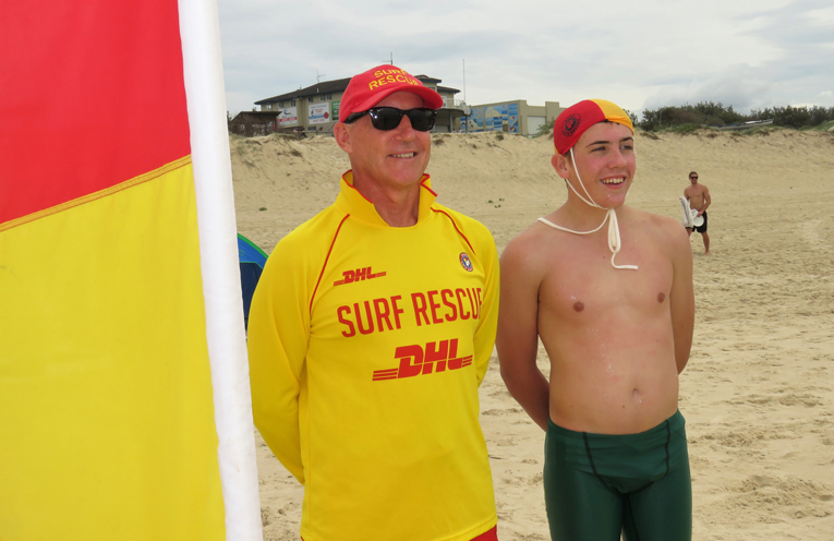 Surf Lifesavers Brian Watson and Isaac Stokes.
