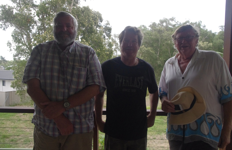 Members of the Anna Bay Birubi Hall Community Landcare Group Stephen Cox, Deputy Chairman Carl Boardman and Chairman Peter Davis who will be on the tools at the open day on 24 February at Birubi Hall.