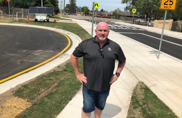 Deputy Mayor Chris Doohan visits the new Pedestrian crossing, and the cul de sac created from the original troublesome side street.