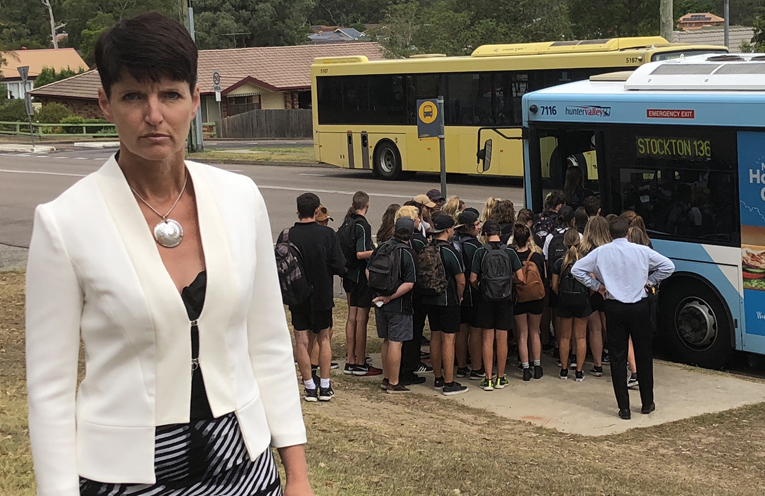 Long time campaigner for school bus safety and Member for Port Stephens, Kate Washington, is not happy with the poor bus service.