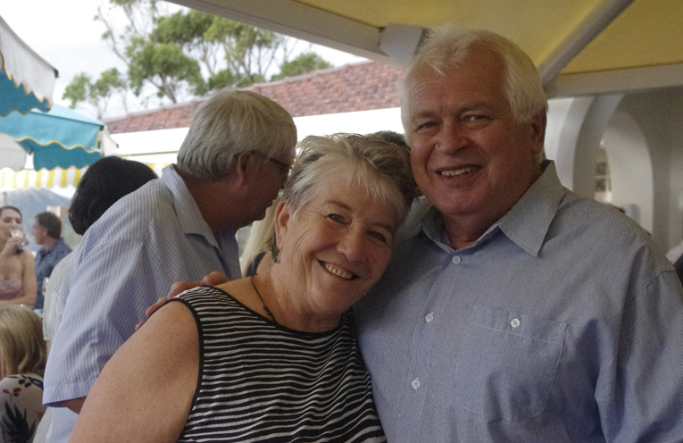 Radio Bay FM’s Geoff and Jean Brown at the opening of the Shoal Bay Country Club. Photo by Marian Sampson.