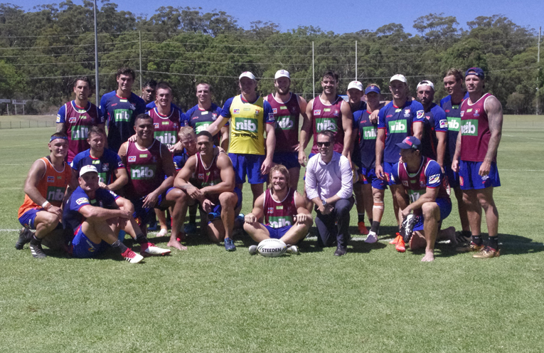 Port Stephens Mayor Ryan Palmer with the Knights at a training session. Photo by Marian Sampson.