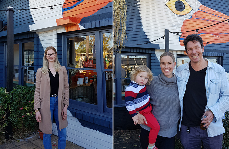 ARTIST: Tayla Maree Neilson. (left) HOTEL OWNERS: Emily and Ben Hanson with son Flyn. (right)