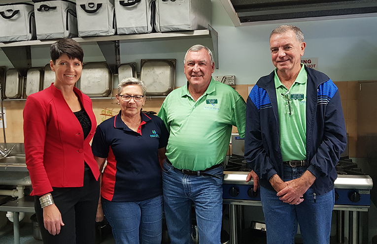 MEALS ON WHEELS HAWKS NEST: Kate Washington MP with Emilie Tseronis, Dan Holmes and Peter Roberts.